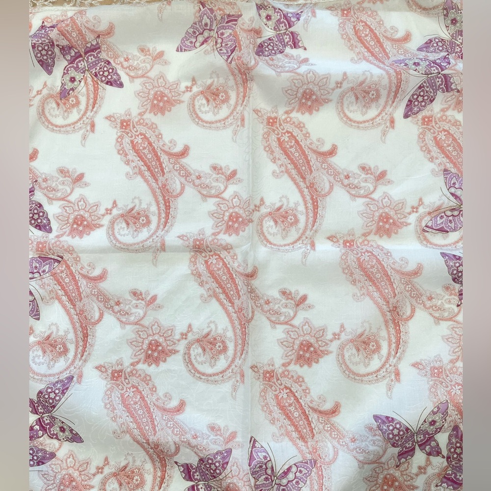 LANCETTI VTG Handkerchief Scarf Floral Butterfly Lace Paisley Women Square 28” - Picture 6 of 10